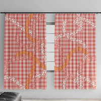Pink Tropical Floral Palaka Window Curtain Hawaiian Quilt Pattern LT9 With Hooks Pink - Polynesian Pride