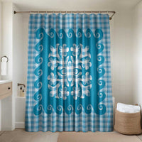 Blue Ulu Palaka Quilt Pattern Bathroom Set Hawaii Culture Breadfruit - Polynesian Pride