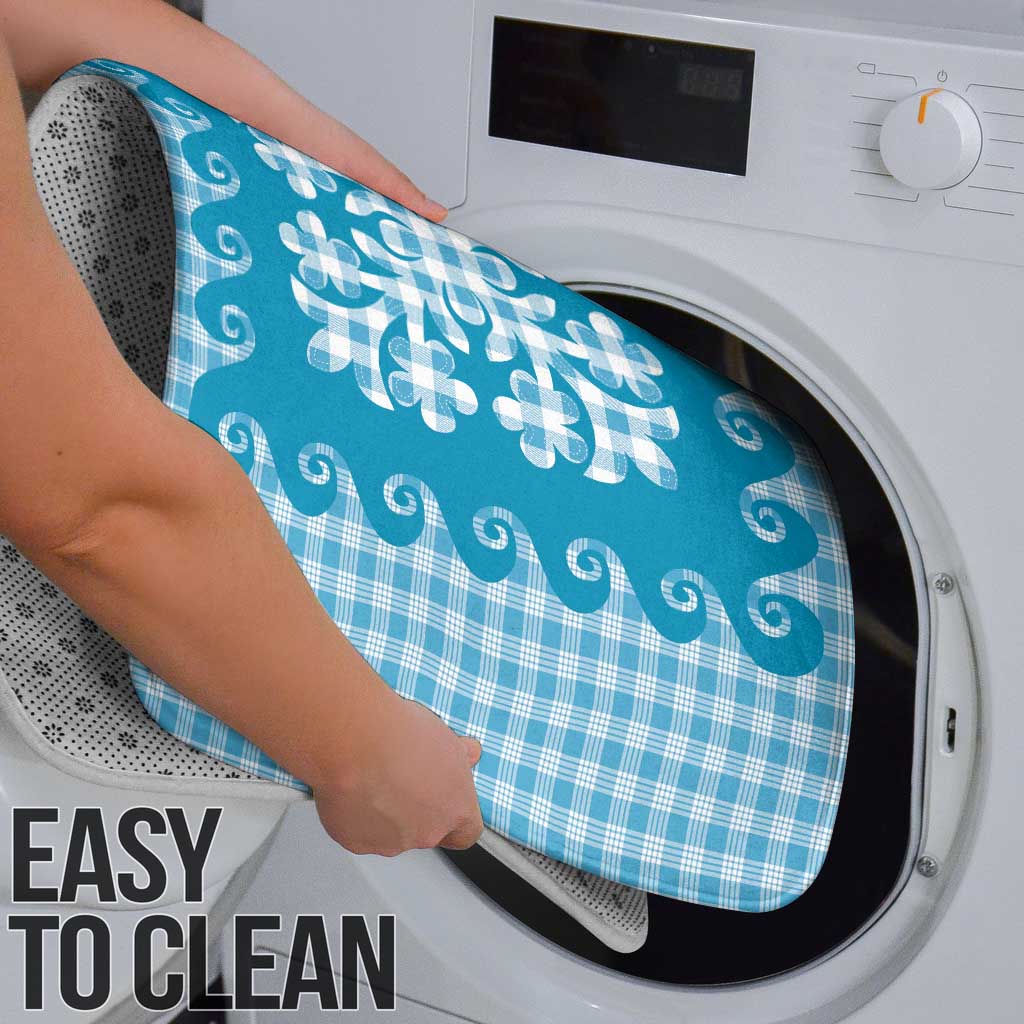 Blue Ulu Palaka Quilt Pattern Bathroom Set Hawaii Culture Breadfruit - Polynesian Pride