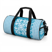 Blue Ulu Palaka Quilt Pattern Duffle Bag Hawaii Culture Breadfruit LT9 - Polynesian Pride