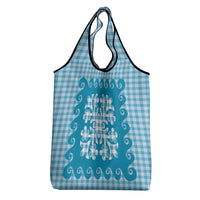 Blue Ulu Palaka Quilt Pattern Grocery Bag Hawaii Culture Breadfruit LT9 - Polynesian Pride
