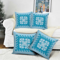 Blue Ulu Palaka Quilt Pattern Pillow Cover Hawaii Culture Breadfruit LT9 - Polynesian Pride