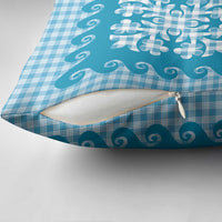 Blue Ulu Palaka Quilt Pattern Pillow Cover Hawaii Culture Breadfruit LT9 - Polynesian Pride