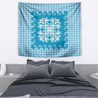 Blue Ulu Palaka Quilt Pattern Tapestry Hawaii Culture Breadfruit LT9 - Polynesian Pride