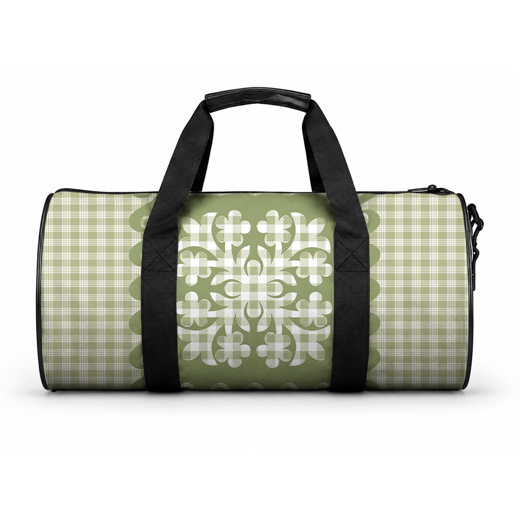 Green Ulu Palaka Quilt Pattern Duffle Bag Hawaii Culture Breadfruit LT9 One size Green - Polynesian Pride