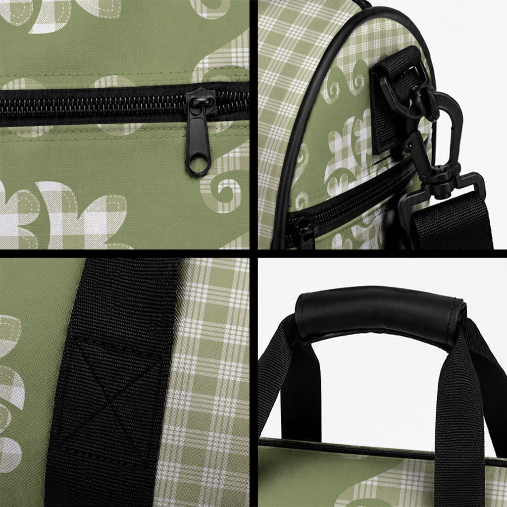 Green Ulu Palaka Quilt Pattern Duffle Bag Hawaii Culture Breadfruit LT9 - Polynesian Pride