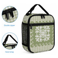 Green Ulu Palaka Quilt Pattern Lunch Bag Hawaii Culture Breadfruit LT9 - Polynesian Pride