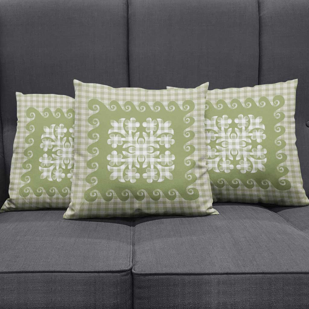 Green Ulu Palaka Quilt Pattern Pillow Cover Hawaii Culture Breadfruit LT9 - Polynesian Pride