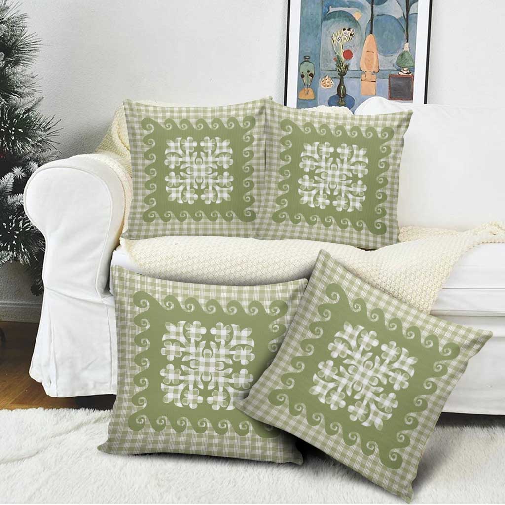 Green Ulu Palaka Quilt Pattern Pillow Cover Hawaii Culture Breadfruit LT9 - Polynesian Pride