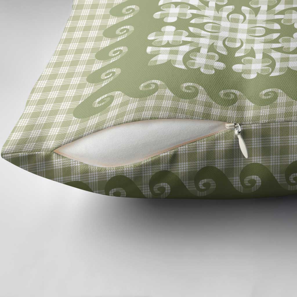 Green Ulu Palaka Quilt Pattern Pillow Cover Hawaii Culture Breadfruit LT9 - Polynesian Pride