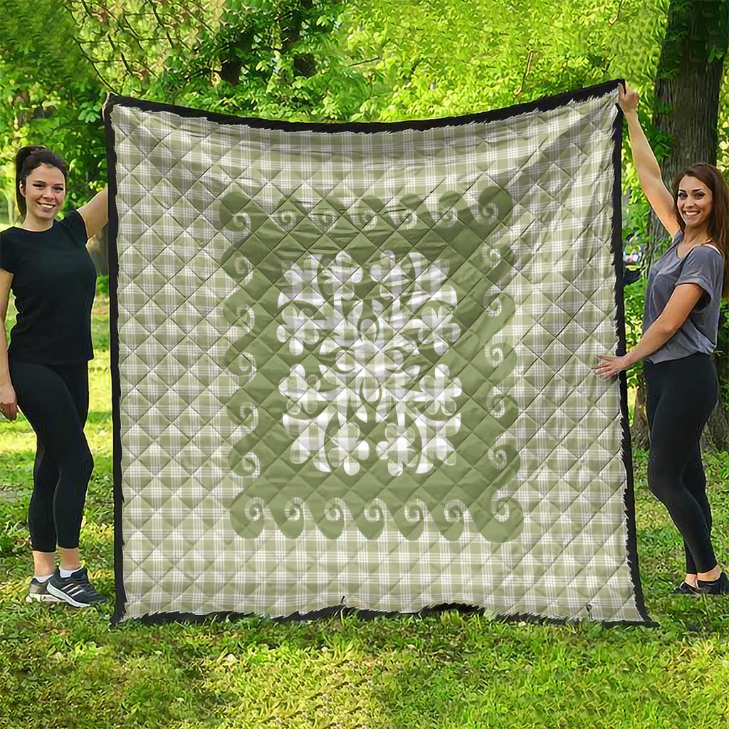 Green Ulu Palaka Quilt Pattern Quilt Hawaii Culture Breadfruit - Polynesian Pride