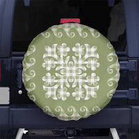 Green Ulu Palaka Quilt Pattern Spare Tire Cover Hawaii Culture Breadfruit - Polynesian Pride