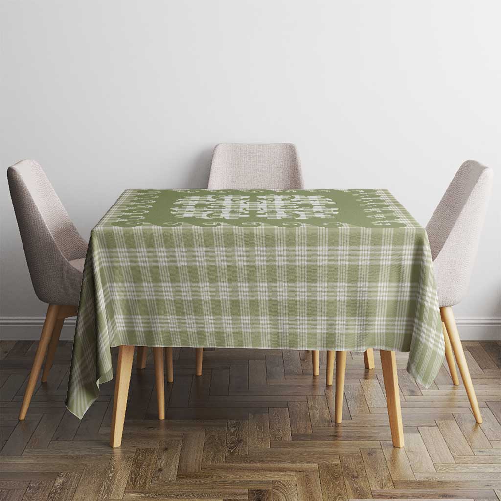 Green Ulu Palaka Quilt Pattern Tablecloth Hawaii Culture Breadfruit - Polynesian Pride