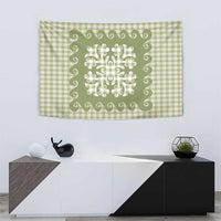 Green Ulu Palaka Quilt Pattern Tapestry Hawaii Culture Breadfruit LT9 - Polynesian Pride