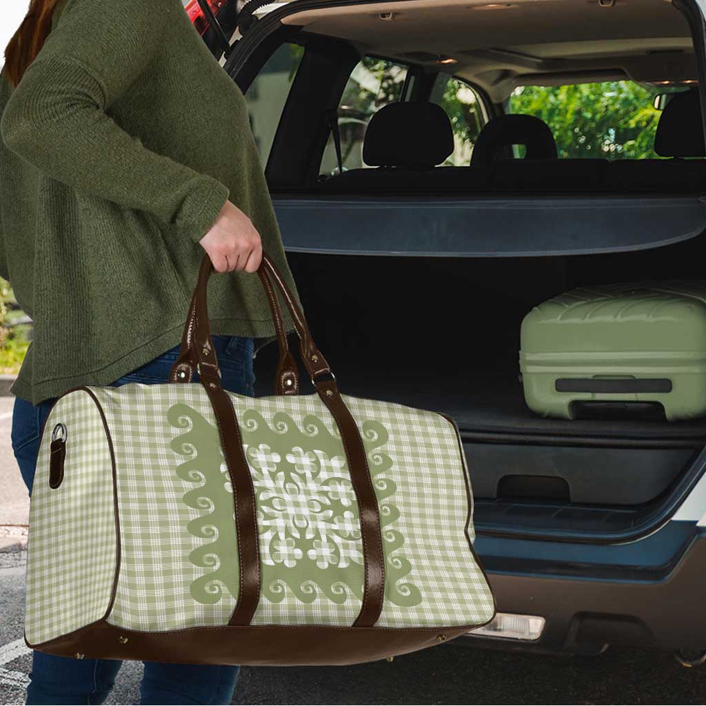 Green Ulu Palaka Quilt Pattern Travel Bag Hawaii Culture Breadfruit - Polynesian Pride