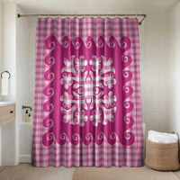 Pink Ulu Palaka Quilt Pattern Bathroom Set Hawaii Culture Breadfruit - Polynesian Pride