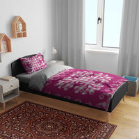 Pink Ulu Palaka Quilt Pattern Bedding Set Hawaii Culture Breadfruit - Polynesian Pride