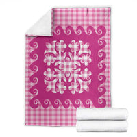 Pink Ulu Palaka Quilt Pattern Blanket Hawaii Culture Breadfruit - Polynesian Pride
