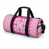 Pink Ulu Palaka Quilt Pattern Duffle Bag Hawaii Culture Breadfruit LT9 - Polynesian Pride