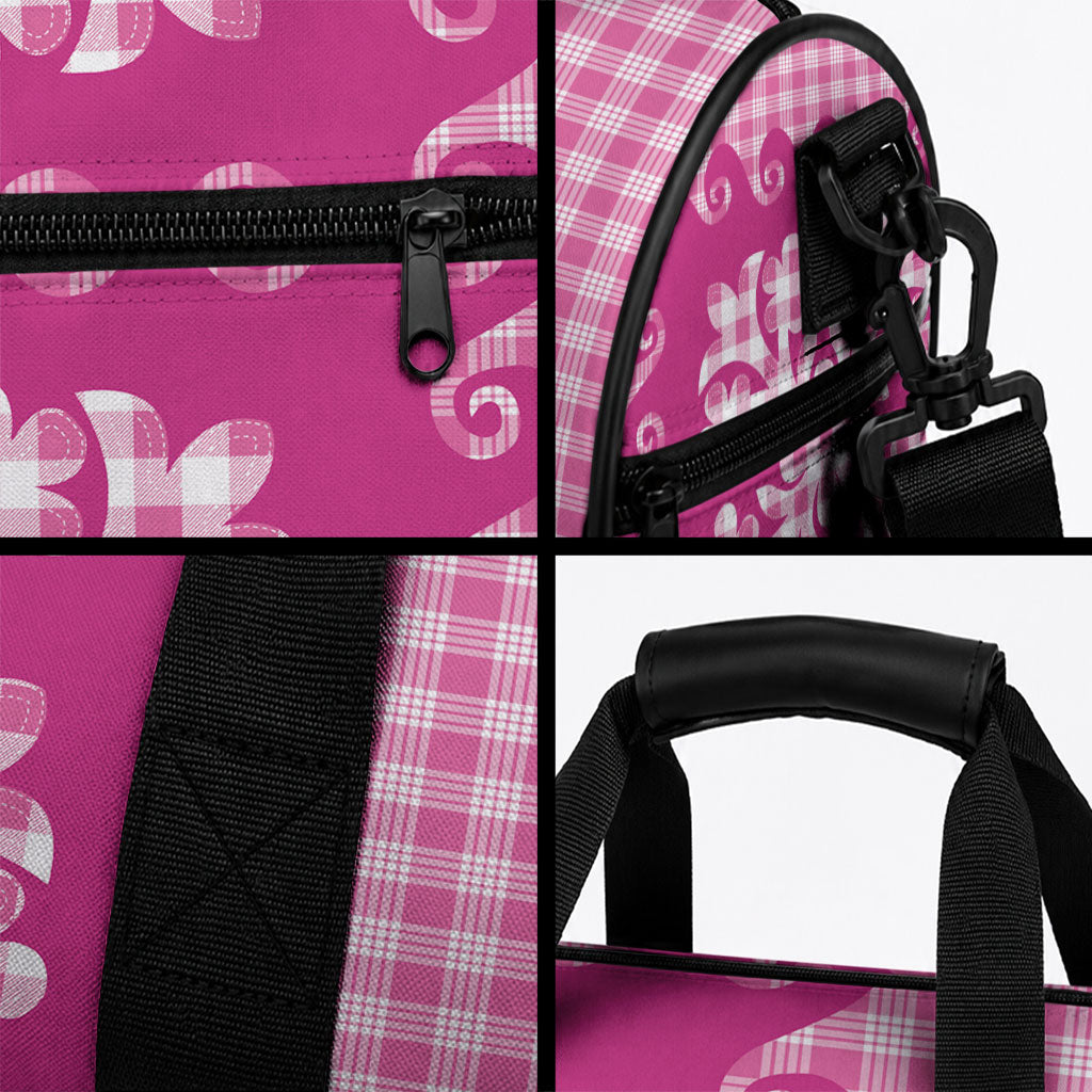 Pink Ulu Palaka Quilt Pattern Duffle Bag Hawaii Culture Breadfruit LT9 - Polynesian Pride