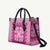 Pink Ulu Palaka Quilt Pattern Leather Bag Hawaii Culture Breadfruit - Polynesian Pride