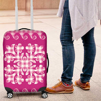 Pink Ulu Palaka Quilt Pattern Luggage Cover Hawaii Culture Breadfruit - Polynesian Pride