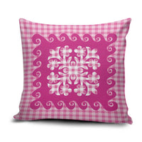 Pink Ulu Palaka Quilt Pattern Pillow Cover Hawaii Culture Breadfruit LT9 Pink - Polynesian Pride