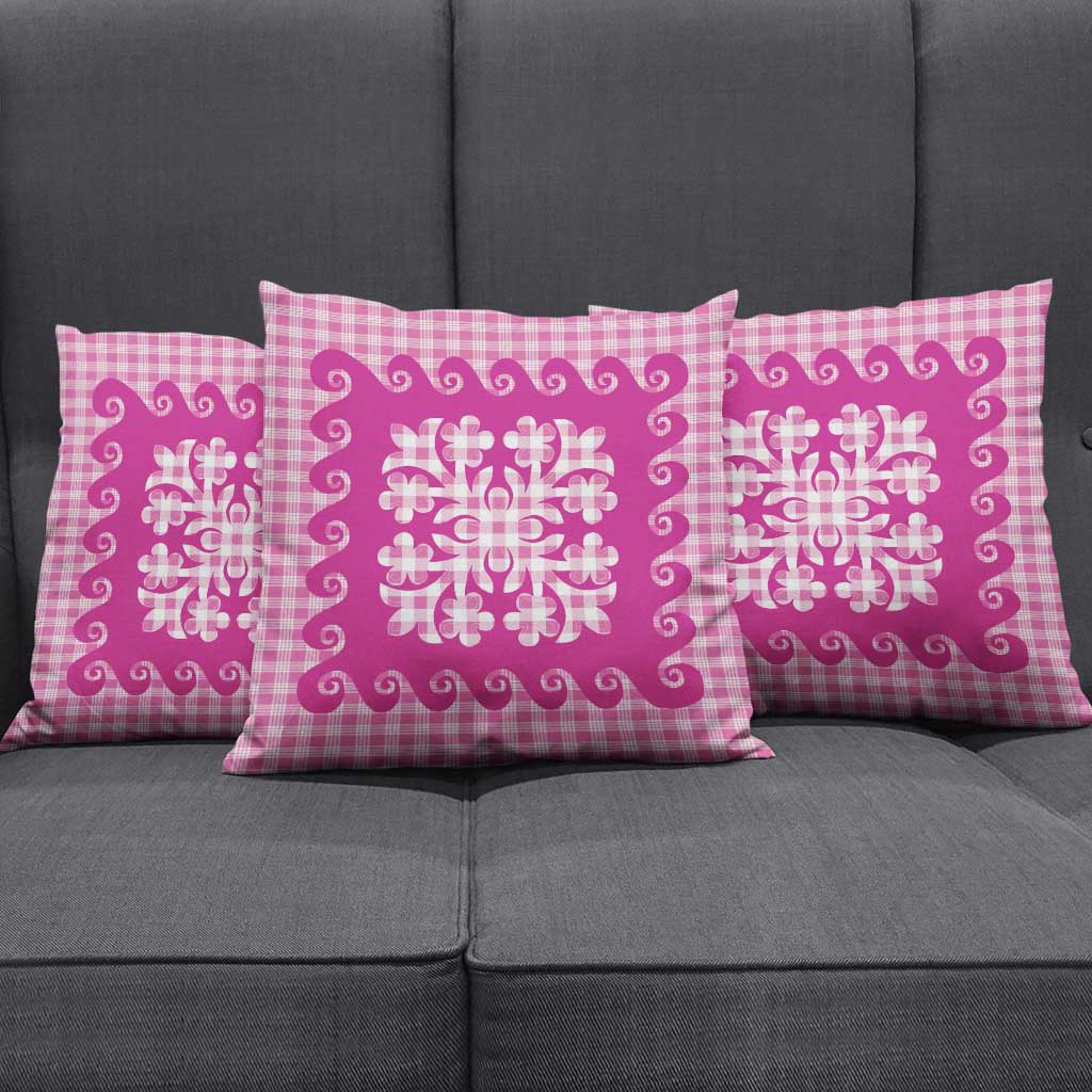Pink Ulu Palaka Quilt Pattern Pillow Cover Hawaii Culture Breadfruit LT9 - Polynesian Pride