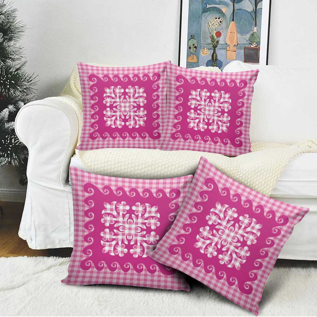 Pink Ulu Palaka Quilt Pattern Pillow Cover Hawaii Culture Breadfruit LT9 - Polynesian Pride