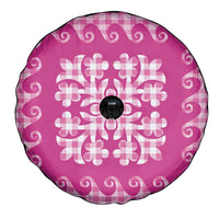 Pink Ulu Palaka Quilt Pattern Spare Tire Cover Hawaii Culture Breadfruit - Polynesian Pride