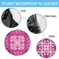 Pink Ulu Palaka Quilt Pattern Spare Tire Cover Hawaii Culture Breadfruit - Polynesian Pride