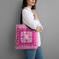 Pink Ulu Palaka Quilt Pattern Tote Bag Hawaii Culture Breadfruit LT9 - Polynesian Pride