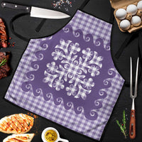 Purple Ulu Palaka Quilt Pattern Apron Hawaii Culture Breadfruit - Polynesian Pride