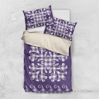 Purple Ulu Palaka Quilt Pattern Bedding Set Hawaii Culture Breadfruit - Polynesian Pride