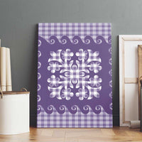 Purple Ulu Palaka Quilt Pattern Canvas Wall Art Hawaii Culture Breadfruit - Polynesian Pride