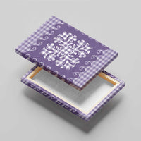 Purple Ulu Palaka Quilt Pattern Canvas Wall Art Hawaii Culture Breadfruit - Polynesian Pride