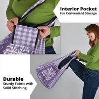 Purple Ulu Palaka Quilt Pattern Grocery Bag Hawaii Culture Breadfruit - Polynesian Pride