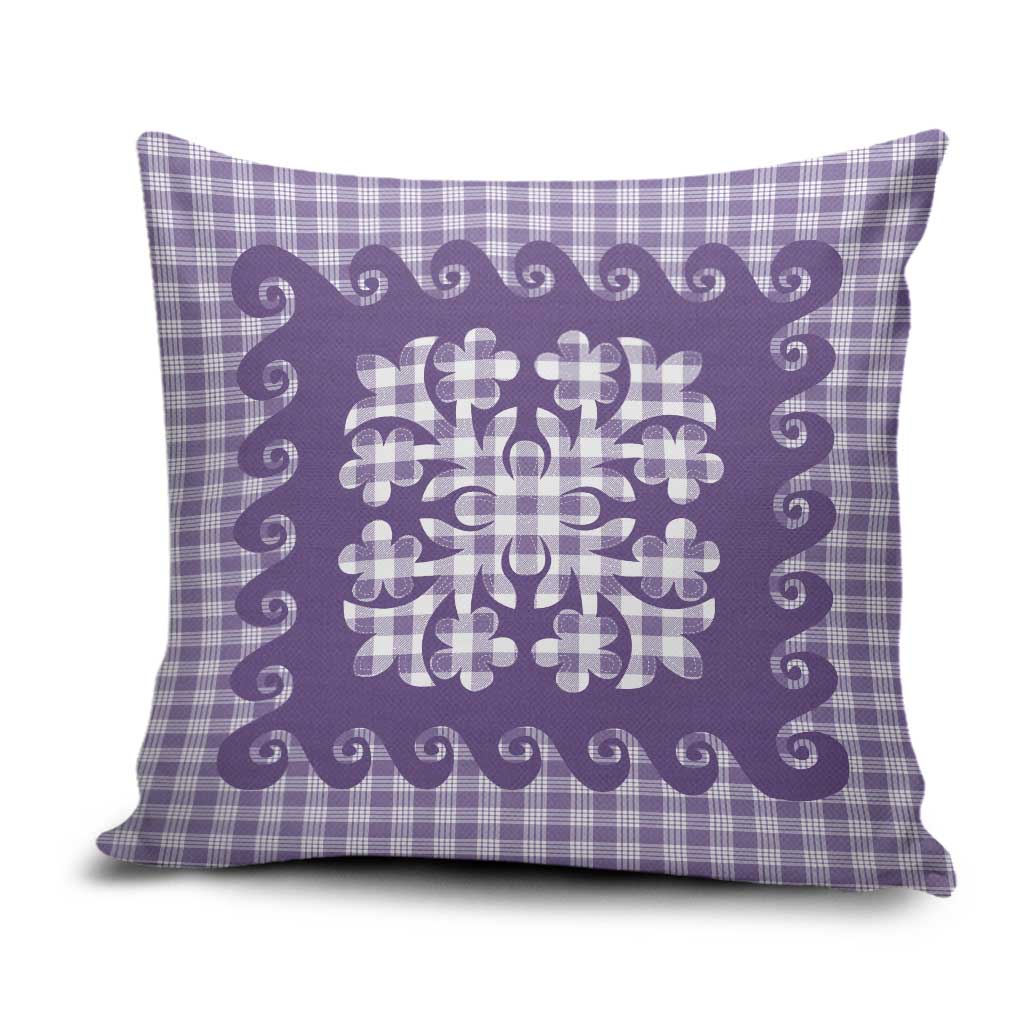 Purple Ulu Palaka Quilt Pattern Pillow Cover Hawaii Culture Breadfruit LT9 Purple - Polynesian Pride