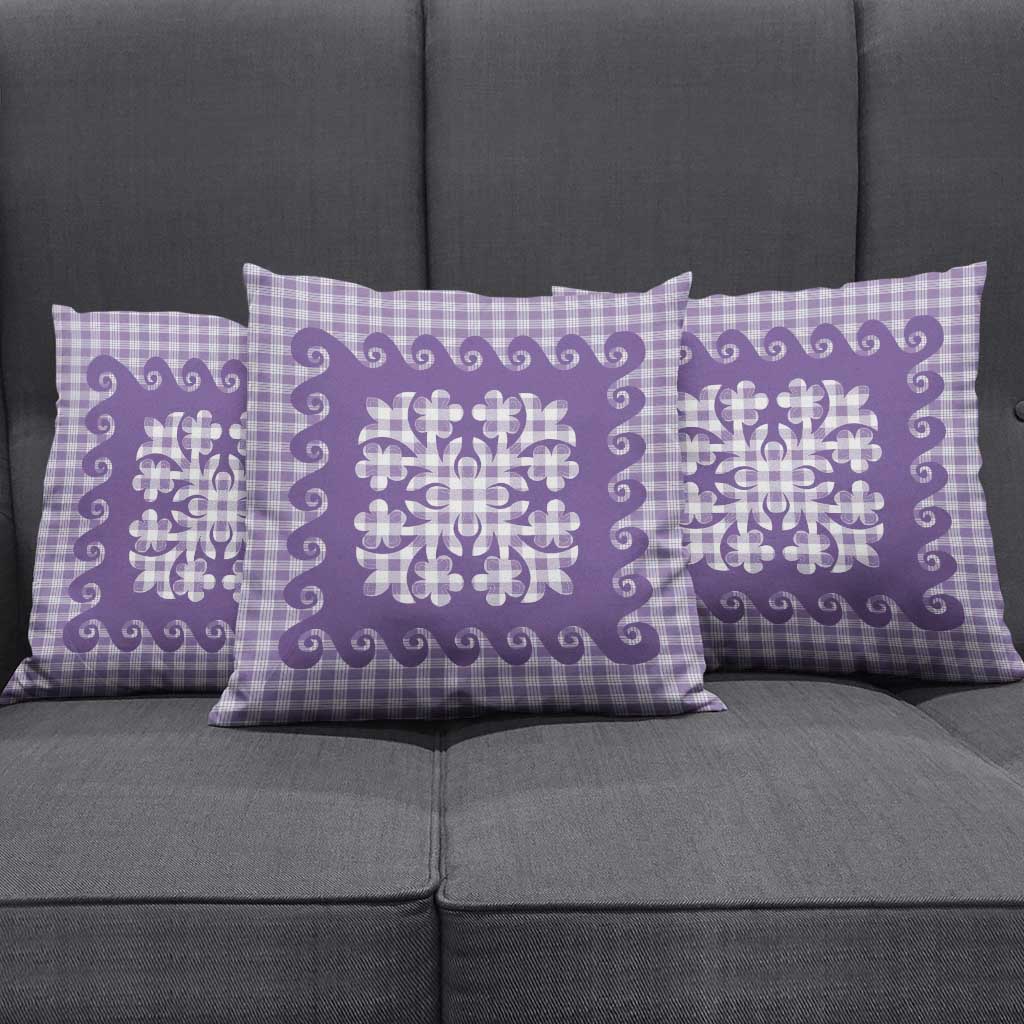 Purple Ulu Palaka Quilt Pattern Pillow Cover Hawaii Culture Breadfruit LT9 - Polynesian Pride