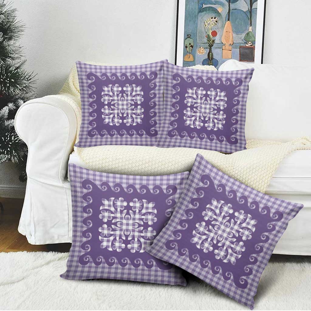 Purple Ulu Palaka Quilt Pattern Pillow Cover Hawaii Culture Breadfruit LT9 - Polynesian Pride
