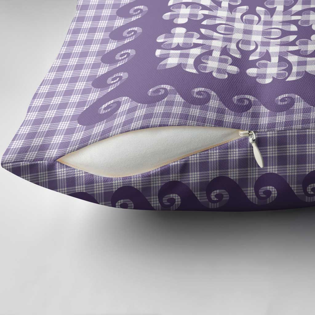 Purple Ulu Palaka Quilt Pattern Pillow Cover Hawaii Culture Breadfruit LT9 - Polynesian Pride