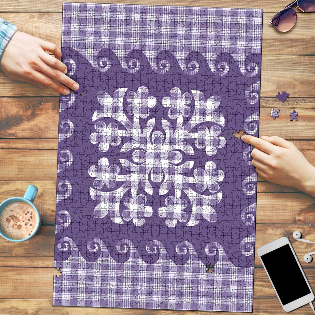 Purple Ulu Palaka Quilt Pattern Puzzle Hawaii Culture Breadfruit LT9 Purple - Polynesian Pride