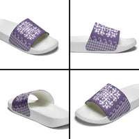 Purple Ulu Palaka Quilt Pattern Slide Sandals Hawaii Culture Breadfruit LT9 - Polynesian Pride