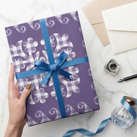 Purple Ulu Palaka Quilt Pattern Wrapping Paper Hawaii Culture Breadfruit - Polynesian Pride