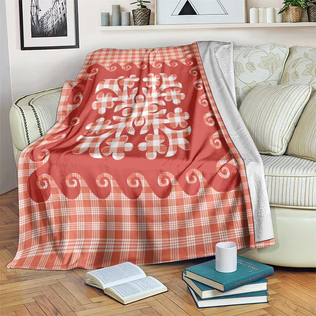 Red Ulu Palaka Quilt Pattern Blanket Hawaii Culture Breadfruit - Polynesian Pride