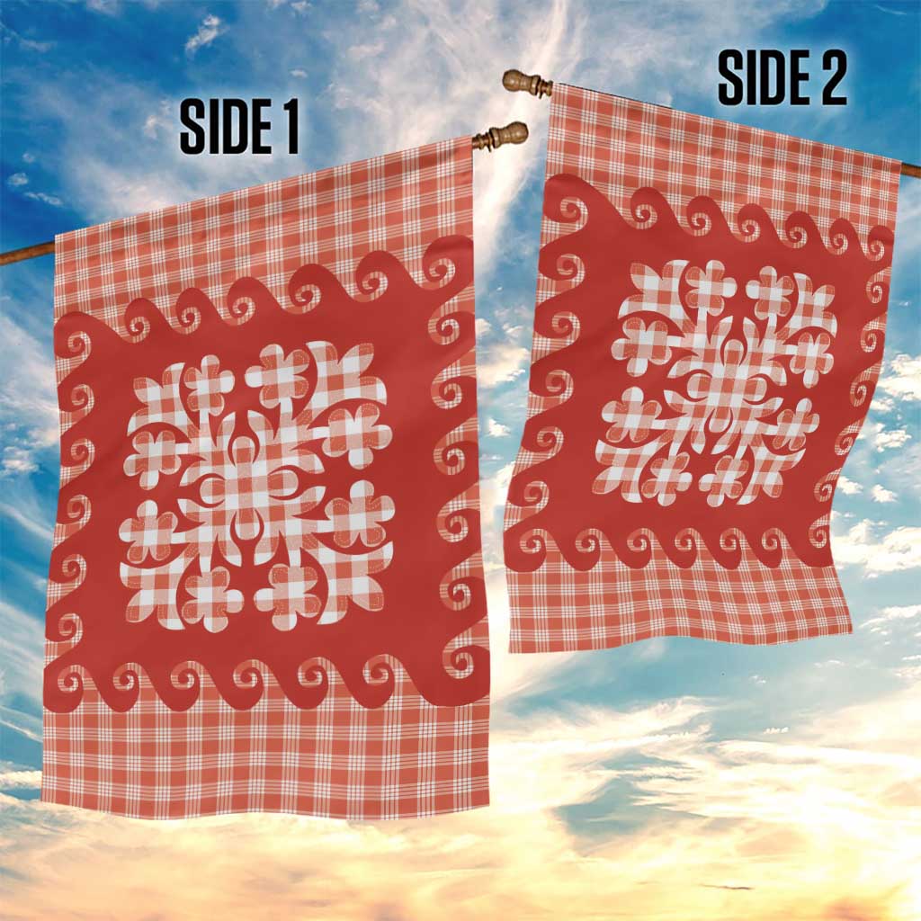 Red Ulu Palaka Quilt Pattern Garden Flag Hawaii Culture Breadfruit LT9 - Polynesian Pride
