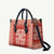 Red Ulu Palaka Quilt Pattern Leather Bag Hawaii Culture Breadfruit - Polynesian Pride