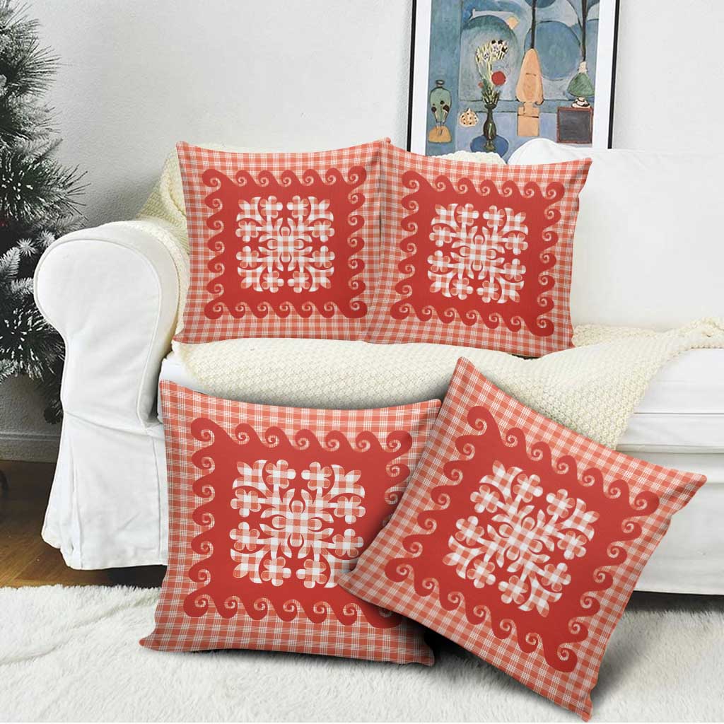 Red Ulu Palaka Quilt Pattern Pillow Cover Hawaii Culture Breadfruit LT9 - Polynesian Pride