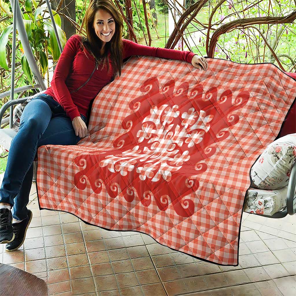 Red Ulu Palaka Quilt Pattern Quilt Hawaii Culture Breadfruit - Polynesian Pride