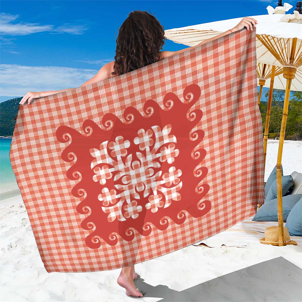 Red Ulu Palaka Quilt Pattern Sarong Hawaii Culture Breadfruit - Polynesian Pride